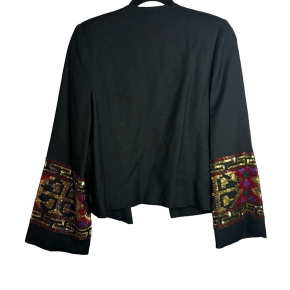 Vintage Lillie Rubin 100% Woolen Aztec Sequin Open Front Blazer Size 8 - Picture 8 of 13
